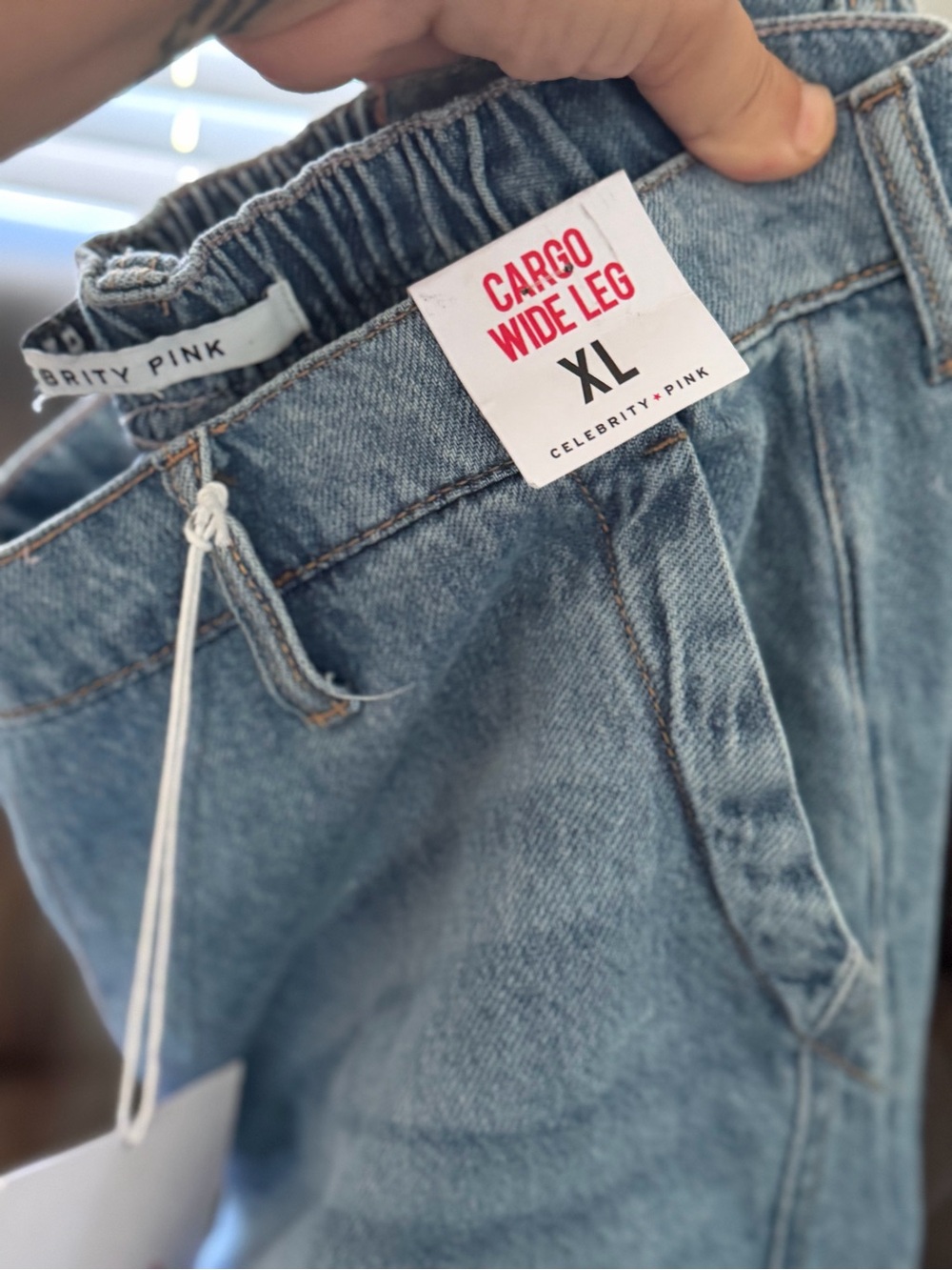 Celebrity Pink Light Blue Cargo Wide Leg Jeans